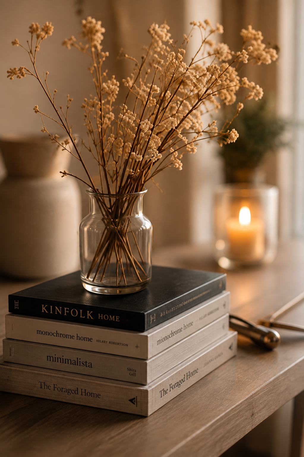A quiet moment of reflection with books and a warm window light